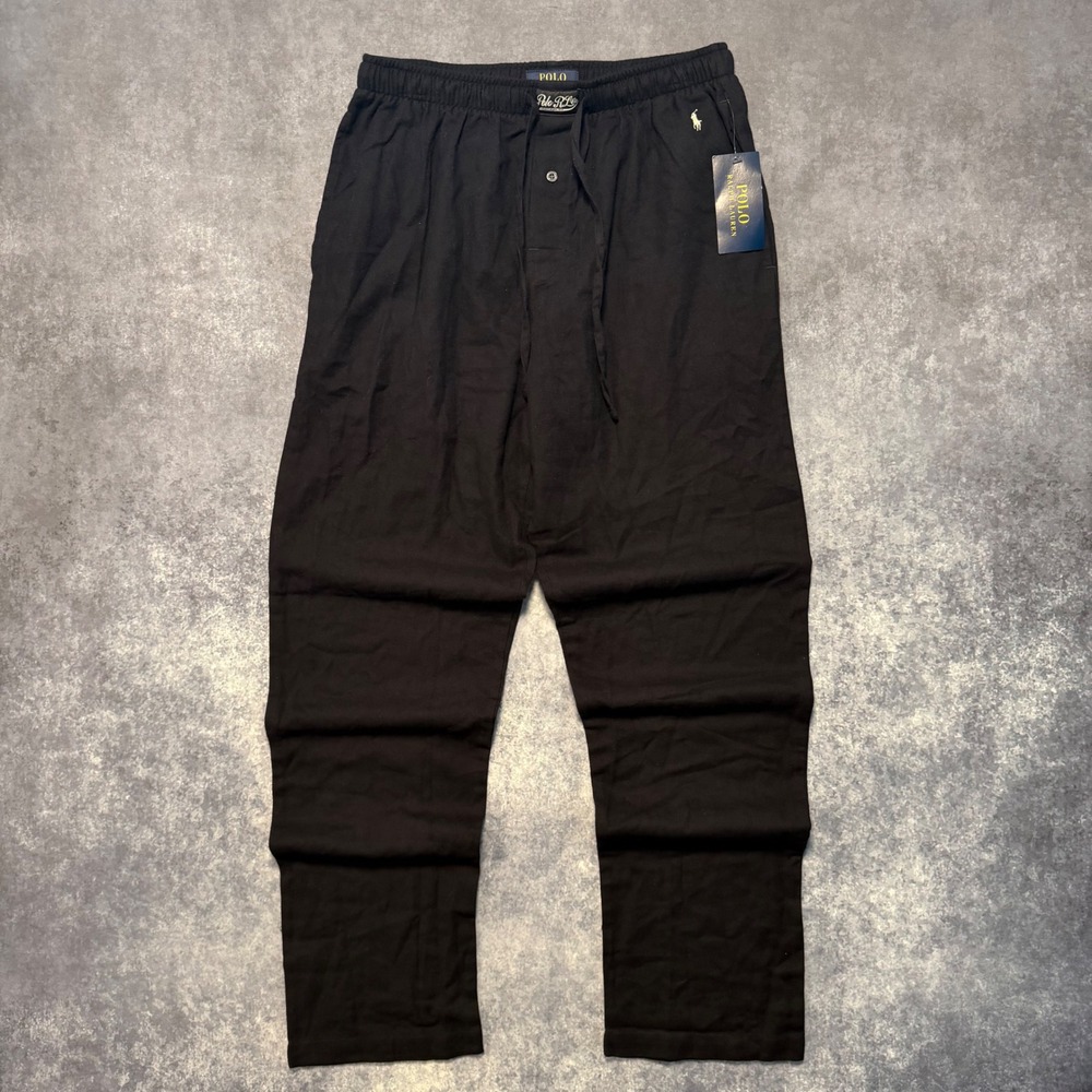 Polo Ralph Lauren Mens Black Cotton Pajama Pants NWT Medium M Sleepwear P657RL